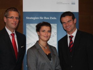 Dortmunder Investmentabend_Consilium_okt 2011_2 Jens Rautenberg, Geschäftsführer der conversio e.K; Cornelia Hupe, Vertriebsspezialistin von apano; Boris Fahle, Gründungsmitglied der Consilium Finanzmanagement AG (v.l.n.r.).
